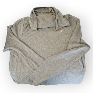Hollister Mens Grey Hooded Long Sleeved Shirt- Large